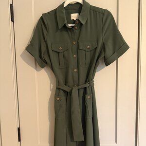 Sezane Raquel Dress Olive Green - Size 8